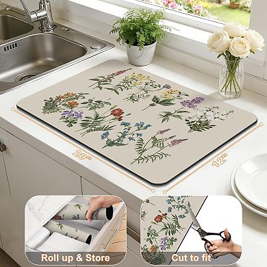 Dish drying mat 12"x20" absorbent Coffee bar