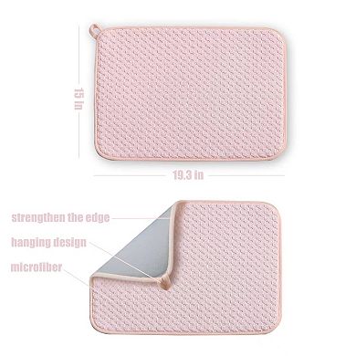 Dish Drying Mats 2 Pack Microfiber Absorbent Counter Rack Drainer 20x15 Inch