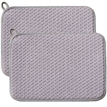 Dish Drying Mats 2 Pack Microfiber Absorbent Counter Rack Drainer 20x15 Inch