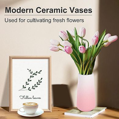 Ceramic vase, small flowers, pampas grass, home, living room, dining table, farmhouse style