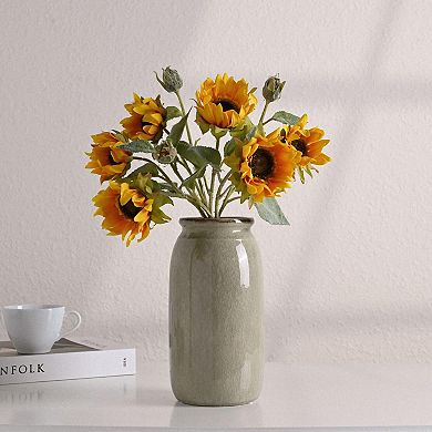 Rural ceramic vase, 10 inches tall, crackle glaze, farmhouse style decor