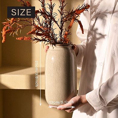 Rural ceramic vase, 10 inches tall, crackle glaze, farmhouse style decor