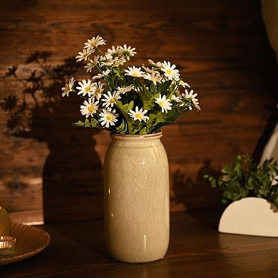 Rural ceramic vase, 10 inches tall, crackle glaze, farmhouse style decor