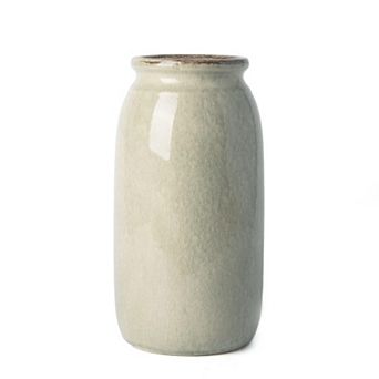 Rural ceramic vase, 10 in tall, crackle glaze, farmhouse style decor