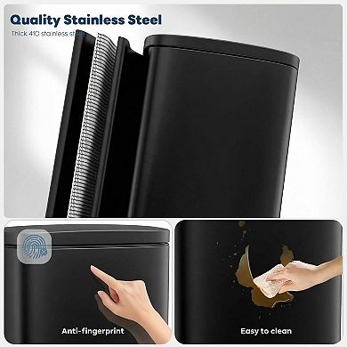 Stainless Steel Kitchen Trash Can Soft Quiet Close Step Pedal, Removable Inner Bucket, Portable