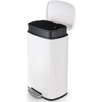 Stainless Steel Kitchen Trash Can Soft Quiet Close Step Pedal, Removable Inner Bucket, Portable