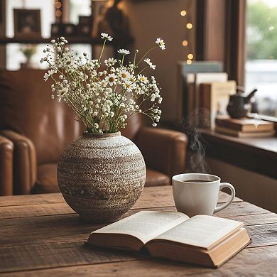 Ceramic Farmhouse Vase Rustic Boho Decor 5.5 Inch Table Decoration