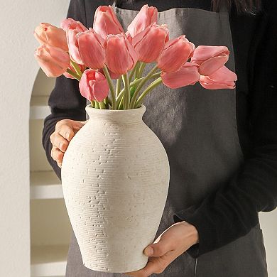 Ceramic Vase 9 Inch Rustic Farmhouse Home Decor Waterproof Flower Holder