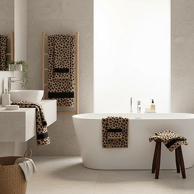 6 Piece Leopard Safari Jacquard Towel Set: 2 Bath, 2 Hand, 2 Washcloth Soft Absorbent Luxury