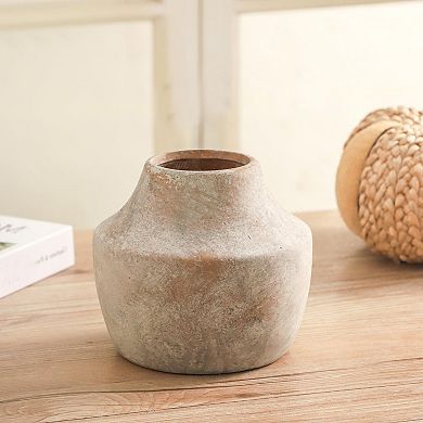 Ceramic Vase 5.3 Inches Farmhouse Style Handmade Vintage Red Clay Home Decor