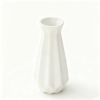 Origami Ceramic Vase Ribbon 7.9" Geometric Modern Home Decor Flower Holder