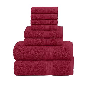 8 pc Cotton Towel Set 2 Bath 2 Hand 4 Washcloths Quick Dry Absorbent Soft