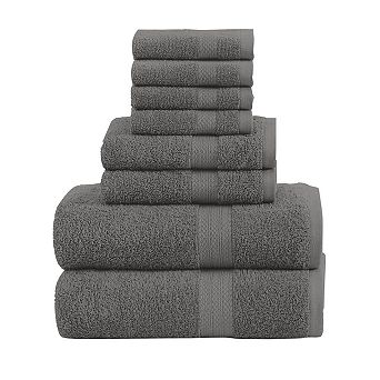8 pc Cotton Towel Set 2 Bath 2 Hand 4 Washcloths Quick Dry Absorbent Soft