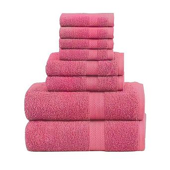 8 pc Cotton Towel Set 2 Bath 2 Hand 4 Washcloths Quick Dry Absorbent Soft