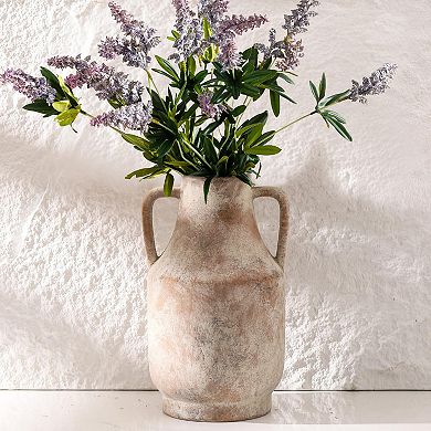 Ceramic Flower Vase With Handles 11 Inch Tall Terracotta Farmhouse Rustic Home Decor