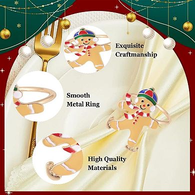 12 Snowman Gingerbread Man Napkin Rings Alloy Christmas Table Decor
