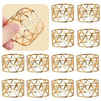 12 pc Metal Napkin Rings Hollow Design Holiday Table Decor Wedding Party Dining