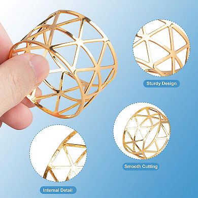 12pcs Metal Napkin Rings Hollow Design Holiday Table Decor Wedding Party Dining