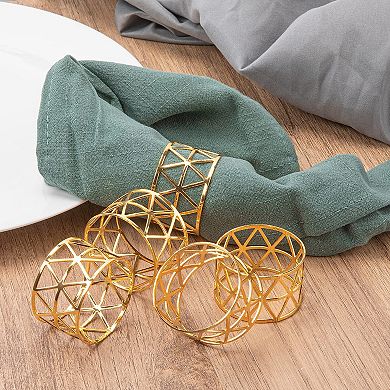 12pcs Metal Napkin Rings Hollow Design Holiday Table Decor Wedding Party Dining
