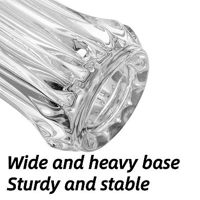 Set Of 2 Glass Flower Vases 9.5" Crystal Tall Flared Heavy Base Hand Blown