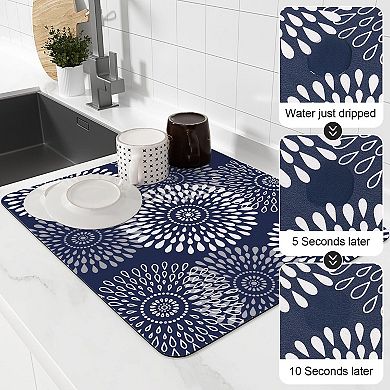 Dish Drying Mat Super Absorbent Rubber Backing 15" X 18"