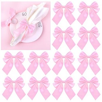 Bow Napkin Rings Set of 12 Pink Satin Bowknot Table Decor Wedding Party