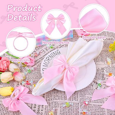 Bow Napkin Rings Set of 12 Pink Satin Bowknot Table Decor Wedding Party