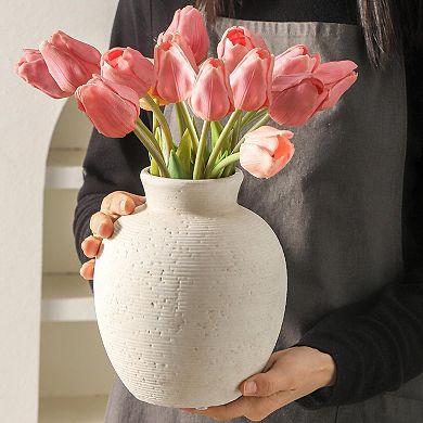 Ceramic Vase 7.4" Farmhouse Rustic Home Decor Waterproof Flower Holder
