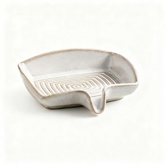 Self Draining Ceramic Soap Dish Waterfall Design Saver Multi Purpose Compact