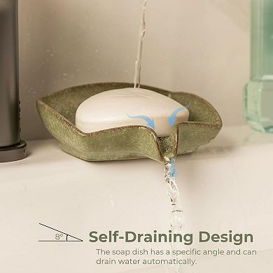 Self Draining Ceramic Soap Dish Waterfall Design Saver Multi Purpose Compact