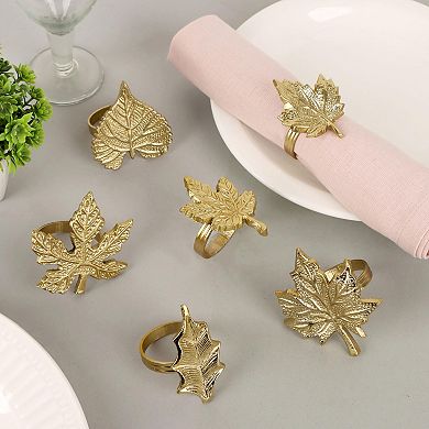 Thanksgiving Napkin Rings Set 12 Metal Leaf Buckle Table Decor Wedding Party