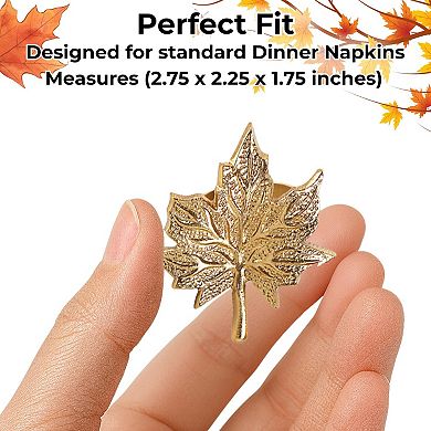 Thanksgiving Napkin Rings Set 12 Metal Leaf Buckle Table Decor Wedding Party