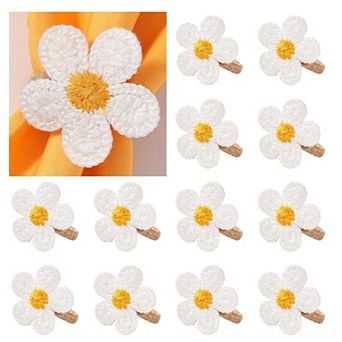 Spring Flower Napkin Rings, Set of 12, White Flowers, Easter Wedding Party Table Decorations
