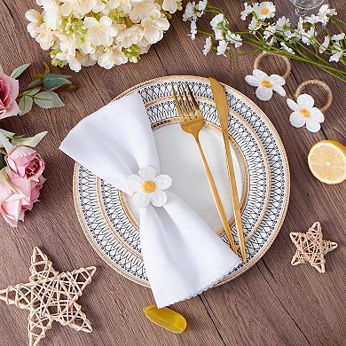 Spring Flower Napkin Rings, Set of 12, White Flowers, Easter Wedding Party Table Decorations