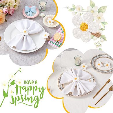 Spring Flower Napkin Rings, Set of 12, White Flowers, Easter Wedding Party Table Decorations
