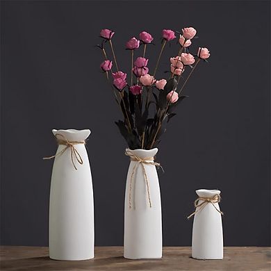 White Ceramic Vase 8.27" Modern Home Decor Dried Flower Living Room Bedroom Kitchen Gift