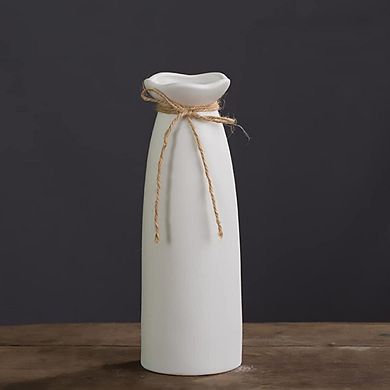 White Ceramic Vase 8.27" Modern Home Decor Dried Flower Living Room Bedroom Kitchen Gift