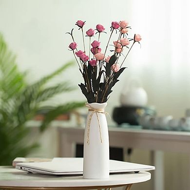 White Ceramic Vase 8.27" Modern Home Decor Dried Flower Living Room Bedroom Kitchen Gift