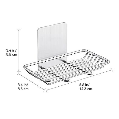 Self Adhesive Bar Soap Dish Stainless Steel Wall Mount Shower Bathroom Holder