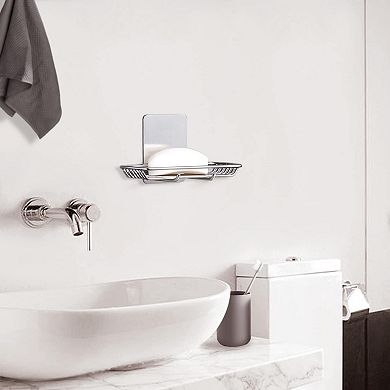 Self Adhesive Bar Soap Dish Stainless Steel Wall Mount Shower Bathroom Holder