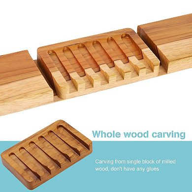 2pcs Teak Wood Self Draining Soap Dishes Anti Slip Easy Dry Extend Life for Shower Bathroom Kitchen