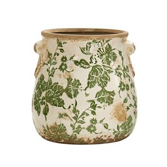 6.5-inch ceramic vase, green flowers, indoor tabletop decoration