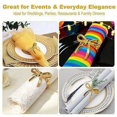 6pcs Bow Napkin Rings Gold Metal Alloy Elegant Table Decor Wedding Party