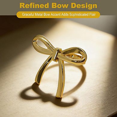 6pcs Bow Napkin Rings Gold Metal Alloy Elegant Table Decor Wedding Party