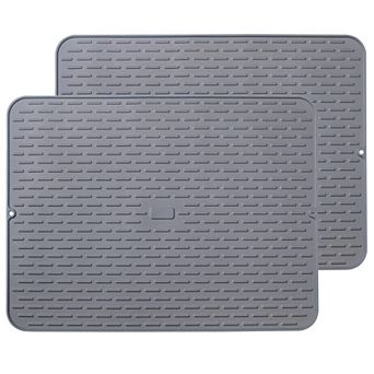 Silicone Dish Drying Mat 24"X18" Set of 2 Heat Resistant Trivet Countertop Mat