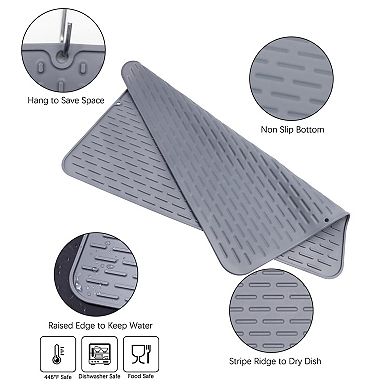 Silicone Dish Drying Mat 24"X18" Set of 2 Heat Resistant Trivet Countertop Mat