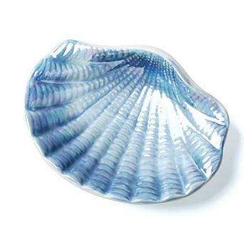 Ceramic Seashell Soap Dish 3D Embossed Dolomite Ceramic Bathroom Kitchen Storage Tray
