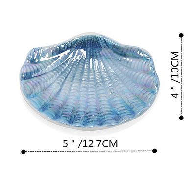 Ceramic Seashell Soap Dish 3D Embossed Dolomite Ceramic Bathroom Kitchen Storage Tray