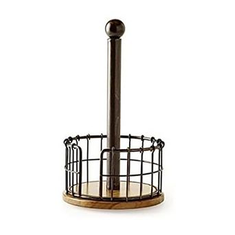 Wire and Wood Paper Towel Holder for Standard Jumbo Rolls