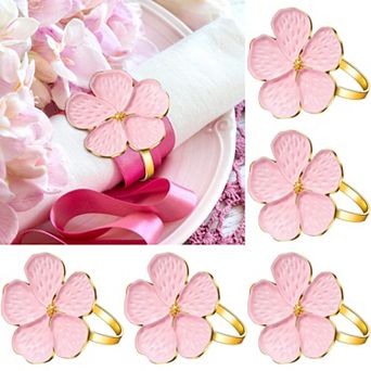 12 Pink Flower Napkin Rings Wedding Birthday Party Table Decor